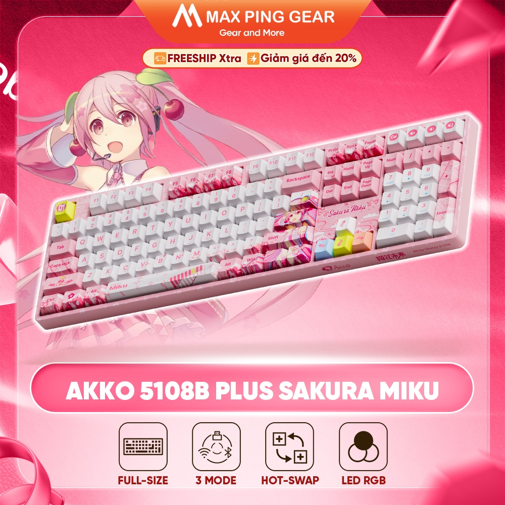 [HỎA TỐC] Bàn phím cơ AKKO 5108B Plus Sakura Miku - Maxpinggear
