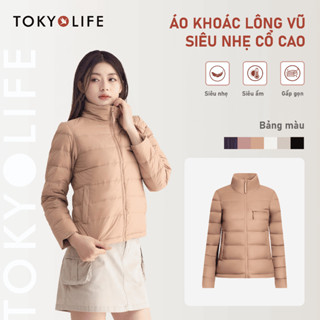 Áo khoác lông vũ siêu nhẹ nữ cổ cao tay dài gấu bo chun TOKYOLIFE giữ ấm cả ngày mùa rét đậm 40003323 