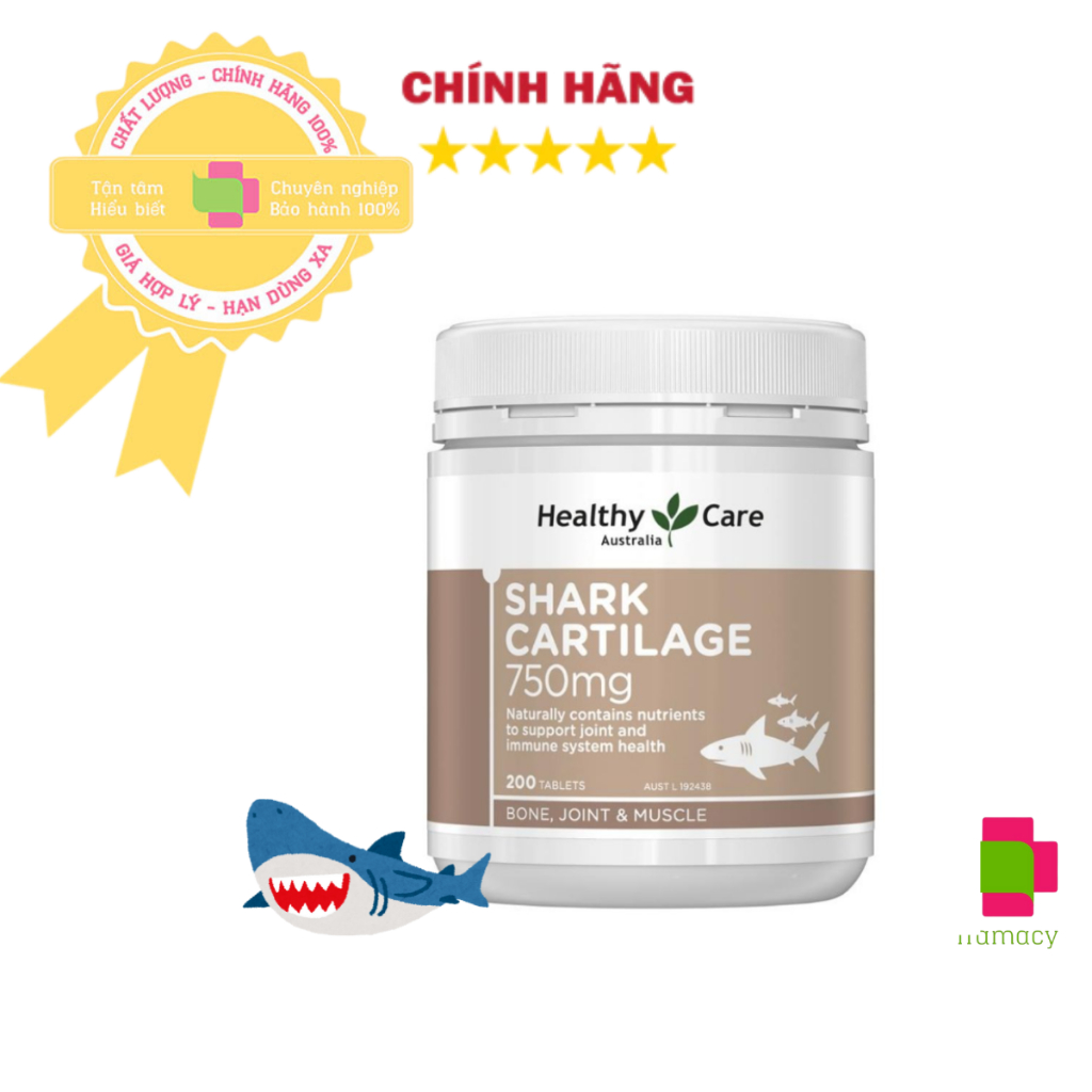 Healthy Care Shark Cartilage 750mg Sụn vi cá mập Úc (200v)