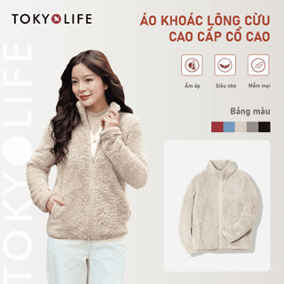   KHÔNG MŨ- TĂNG 1 SIZE  Áo khoác lông cừu cao cấp nữ cổ cao giữ ấm vượt trội TOKYOLIFE 40001957 