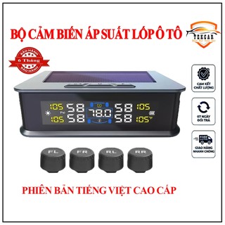  Cảm biến áp suất lốp ô tô xe hơi TPMS màn hình LCD gắn ngoài cao cấp Pin sạc +mặt trời tuổi thọ 5 năm Đo áp suất lốp 