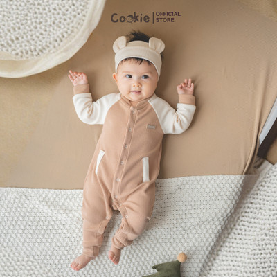 Bộ Liền Thân Sơ Sinh COOKIE, Sleepsuit Túi Cơi Phối Tay Chất Wavy Dày Từ Newborn Đến 12 Tháng 2025