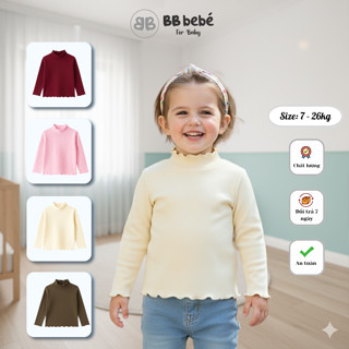  ÁO GIỮ NHIỆT CHO BÉ GÁI CỔ LỌ NHÚN BÈO ĐÁNG YÊU BB BEBE – KIỂU DÁNG HÀN QUỐC|SIZE 7-25KG 