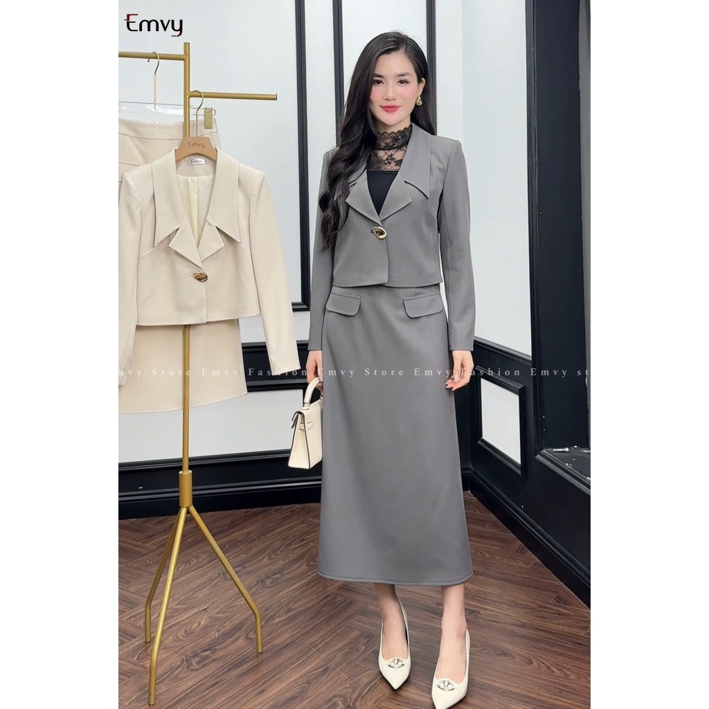 Set nữ công sở thu đông, bộ vest nữ công sở thiêt kế áo vest kèm chân váy S181