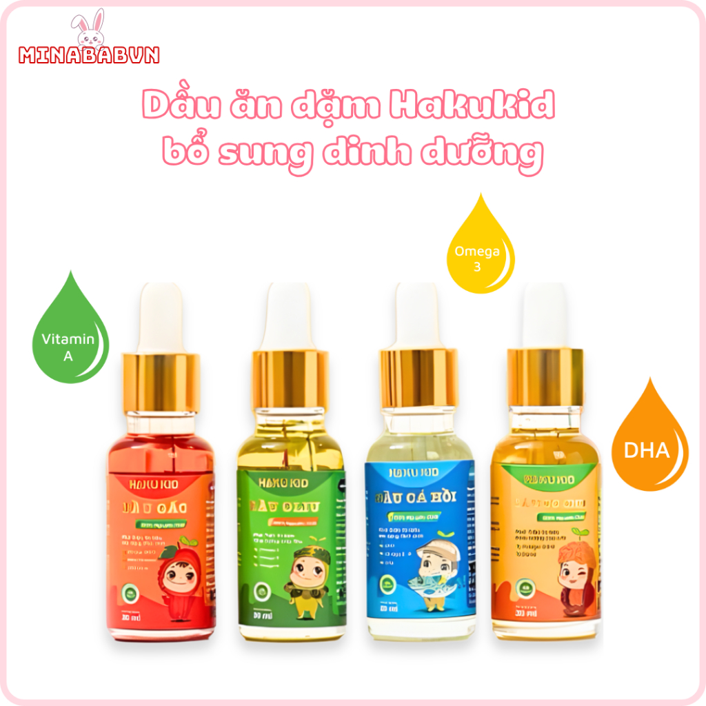 Dầu ăn dặm Hakukid 60ml bổ sung dinh dưỡng, Dầu ăn dặm Hakukid cho bé 6m tăng cường miễn dịch