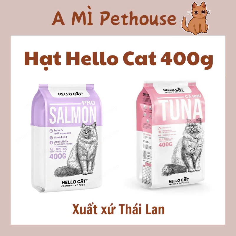 Hạt khô cho mèo Hello Cat túi 400g - Thức ăn khô Hello Cat