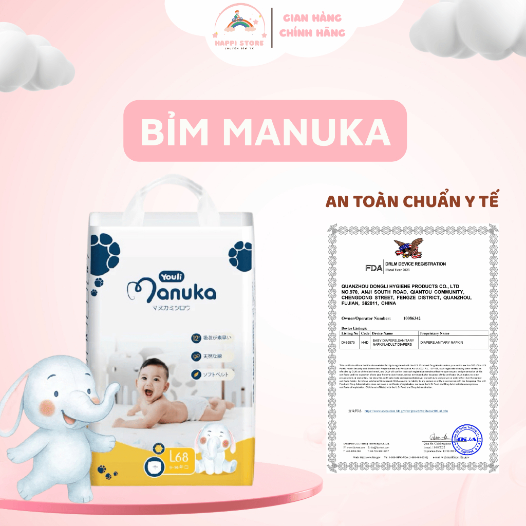 Tã Bỉm YOULI MANUKA chính hãng mềm mỏng đủ size tã/bỉm/quần Manuka,Bỉm Organic dán/quần cho bé.