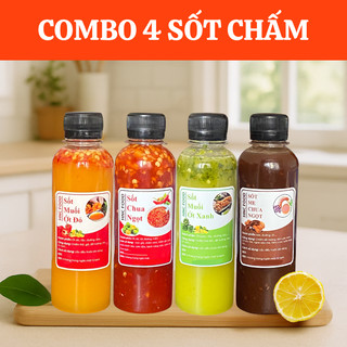  Combo 4 chai sốt chấm muối ớt xanh muối ớt đỏ sốt chua ngọt sốt me chua ngọt Hncfood 