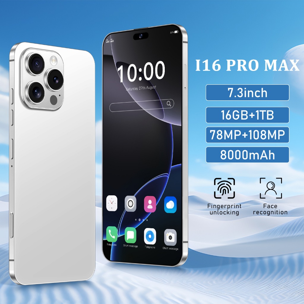 [COD] Smartphone i16 Pro Max 16G Ram 16GB+1TB 8000mAh Battery 5G 108MP Triple Camera Android 14.0 - 