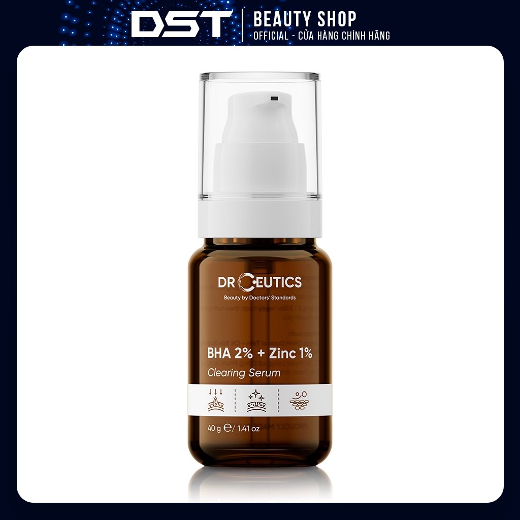 DRCEUTICS Serum Kẽm BHA 2% + Zinc PCA 1% DrCeutics giảm mụn và giảm tiết dầu 40g