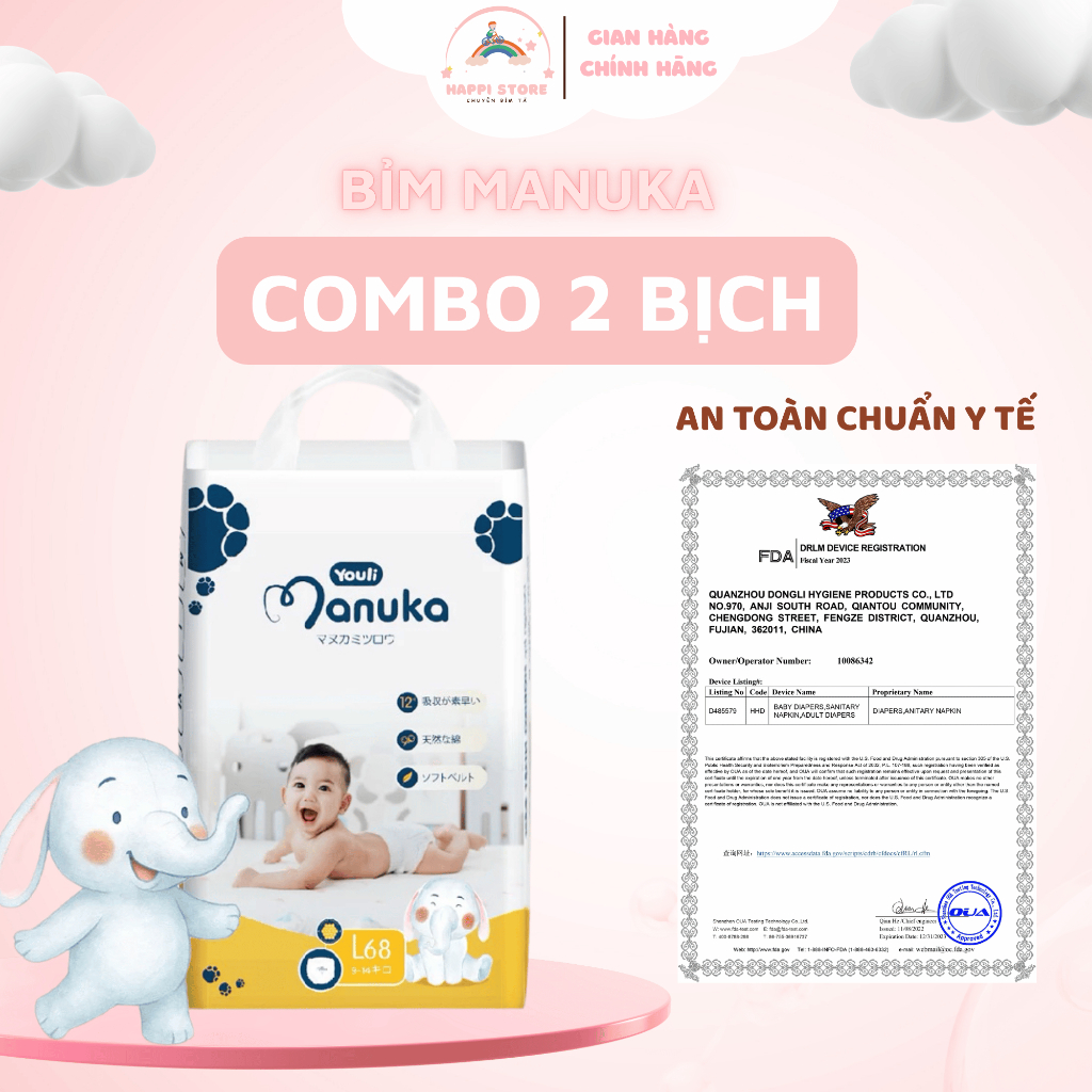 [Combo 2 bịch] Tã Bỉm MANUKA chính hãng mềm mỏng đủ size tã/bỉm/quần Manuka,Bỉm Organic dán/quần.