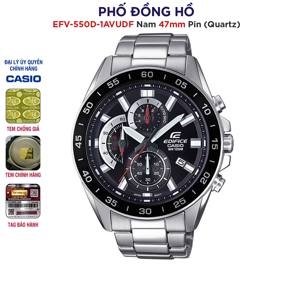 Đồng hồ nam EDIFICE chính hãng Casio Anh Khuê EFV-550D-1AVUDF