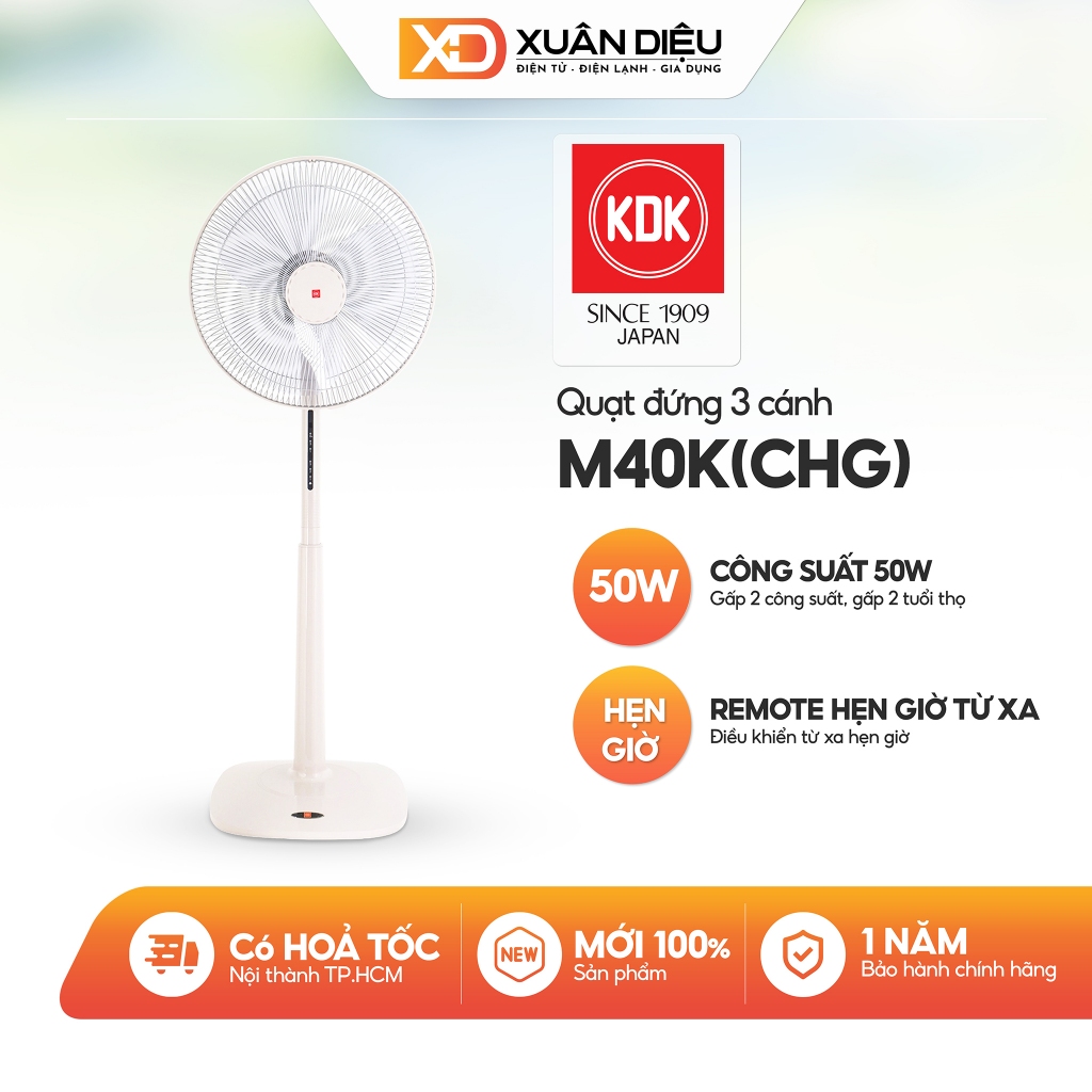 Quạt Đứng KDK 3 Cánh 50W M40K(CHG) | M40K(GY)