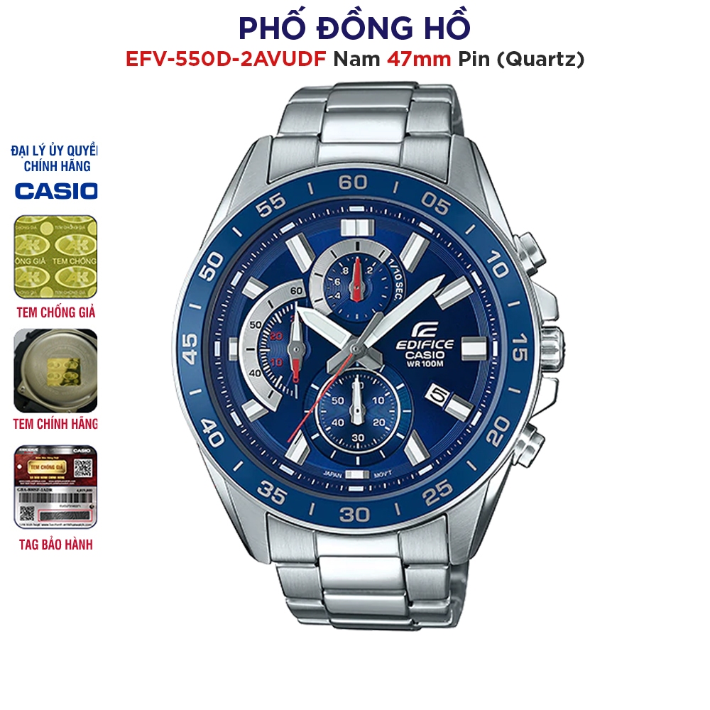 Đồng hồ nam EDIFICE chính hãng Casio Anh Khuê EFV-550D-2AVUDF