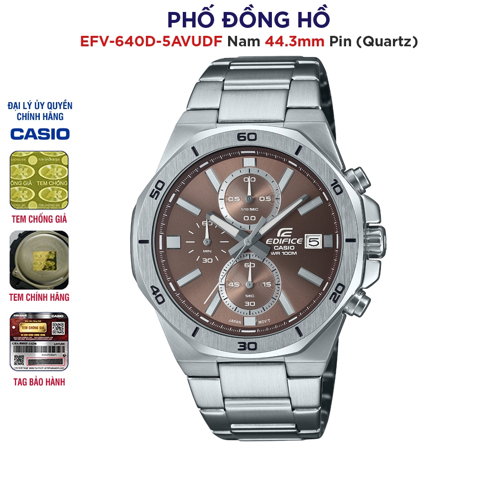 Đồng hồ nam dây kim loại EDIFICE chính hãng Casio Anh Khuê EFV-640D-5AVUDF