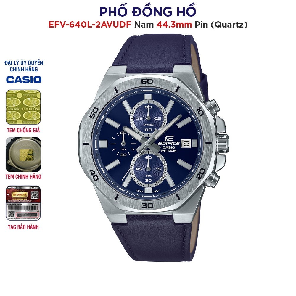 Đồng hồ nam dây da chính hãng Casio Anh Khuê EDIFICE EFV-640L-2AVUDF