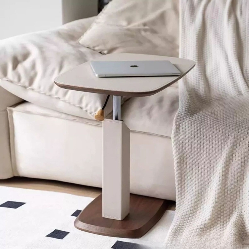 Bàn nâng phụ thông minh xoay 360° - Mặt da yên ngựa cao cấp, chân gỗ óc chó, điều chỉnh độ cao 57-78