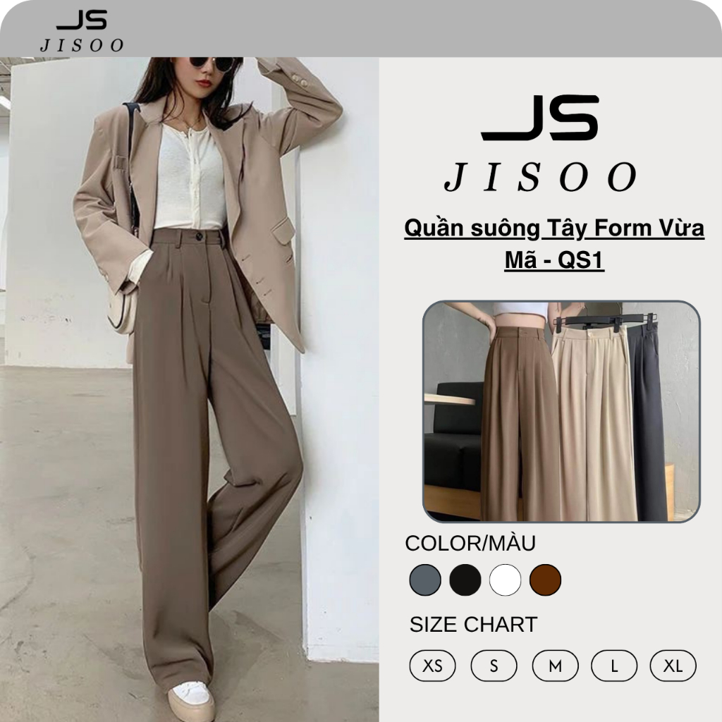 Quần Tây Ống Suông Vải Gold Nhật Co Giãn 4 Chiều, Không Nhăn, Dài 97cm và 102cm Màu KEM QS01