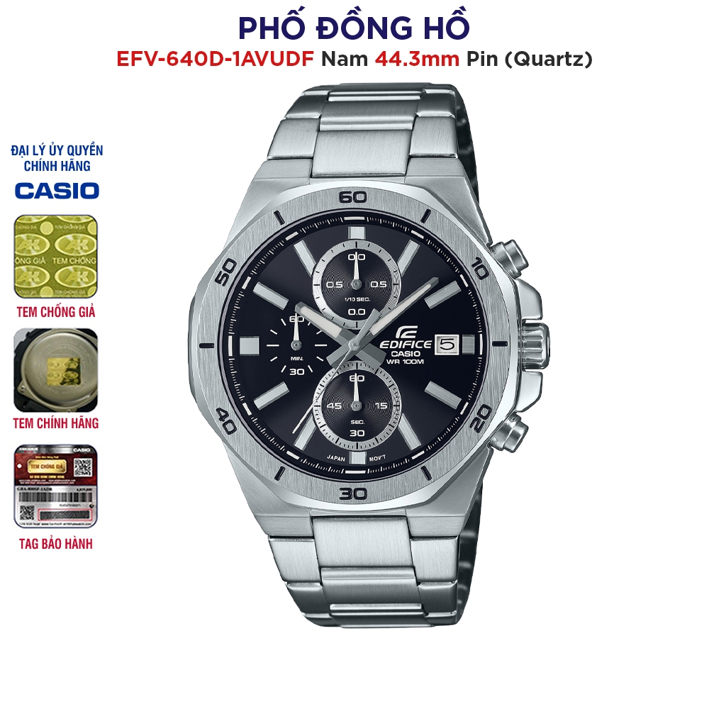 Đồng hồ nam dây kim loại EDIFICE chính hãng Casio Anh Khuê EFV-640D-1AVUDF