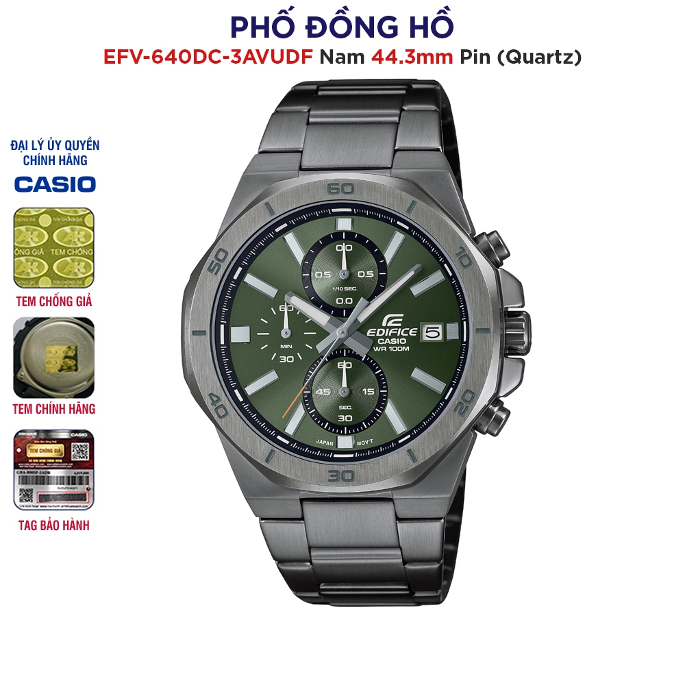 Đồng hồ nam dây kim loại EDIFICE chính hãng Casio Anh Khuê EFV-640DC-3AVUDF