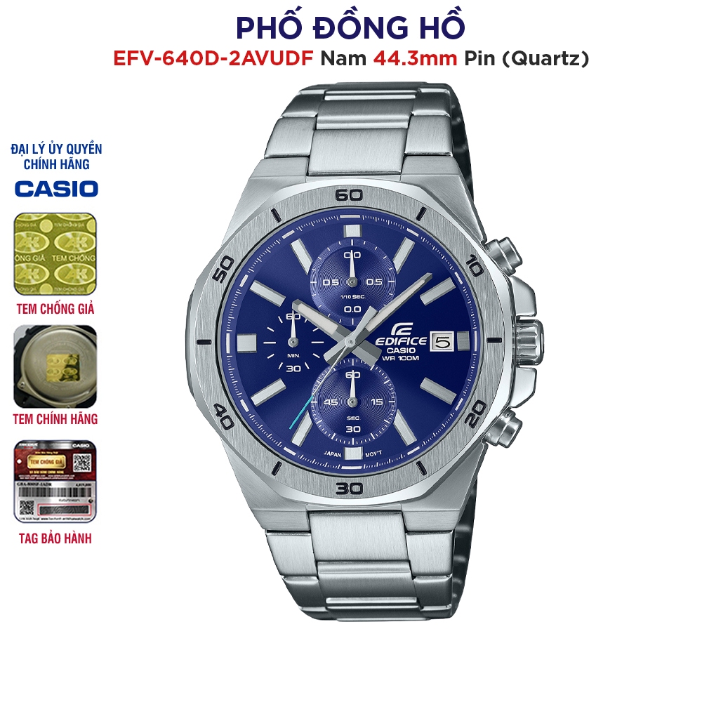 Đồng hồ nam dây kim loại EDIFICE chính hãng Casio Anh Khuê EFV-640D-2AVUDF