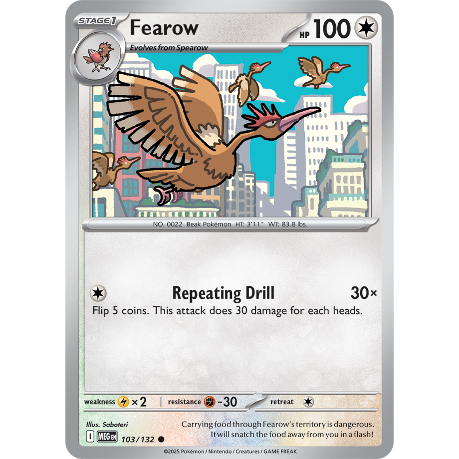 [KW2 Pokemon] [EN] Thẻ 103/132 - Fearow - MEGEN
