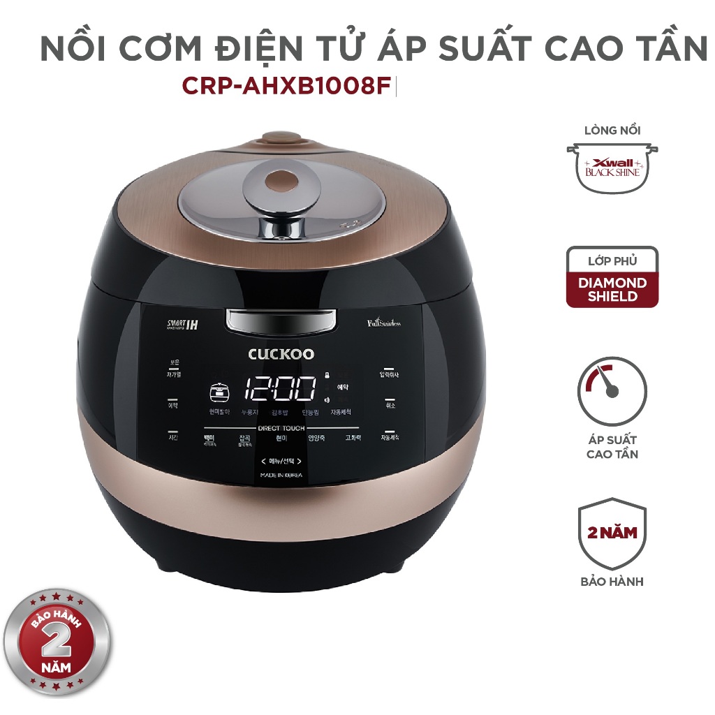Nồi cơm điện tử áp suất cao tần Cuckoo 1.8L CRP-AHXB1008F - Lòng phủ men Xwal độc quyền