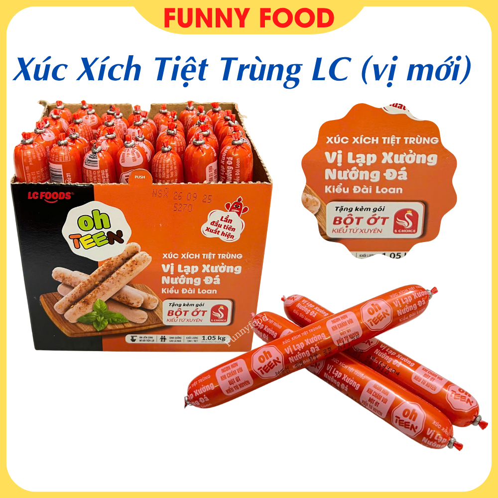 [Mới] Xúc Xích Tiệt Trùng Vị Lạp Xưởng Nướng Đá LCFOOD – Kèm Bột Ớt Vị Tứ Xuyên – Funnyfood