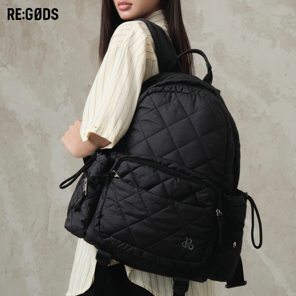 Balo NOIR Regods chần bông thời trang nam nữ – balo đen chống sốc – đựng laptop 15 inch – đi học,