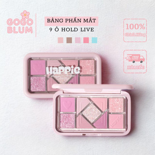  Bảng Phấn Trang Điểm Mắt HAPPIE 9 Ô HOLD LIVE Trái Tim Đa Dạng Tone Màu Nhũ Lì HL630 