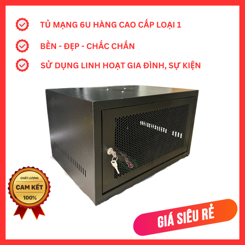 tủ mạng 6u, tủ rack 6u Hàng Cao cấp loại 1 cánh âm, hàng dày dặn chắc bền