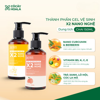  12.12 Dung Dịch Vệ Sinh Phụ Nữ Gel x2 Nano Nghệ 150ml Làm Sạch Dịu Nhẹ Tặng Kèm Túi Vải 