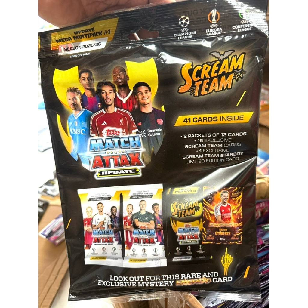 [Update Multipack #1 Túi Thẻ Cầu Thủ Bóng Đá Match Attax Update Mega Multipack Scream Team Mùa 2025/