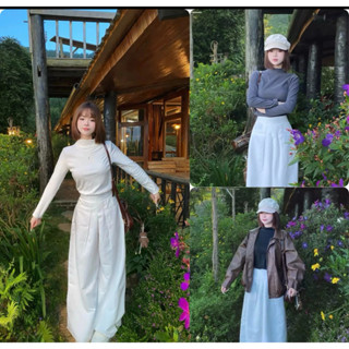   Peinn  Áo thun GIỮ NHIỆT nữ tay dài cao cổ 3cm co giãn 4 chiều LÓT NỈ chuẩn hàng QC cao cấp Freesize 40-60kg 