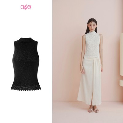 Áo OLV cổ lọ thun phối ren nữ tính Lace Turtleneck Tank Top nhiều màu quyến rũ phù hợp đi chơi