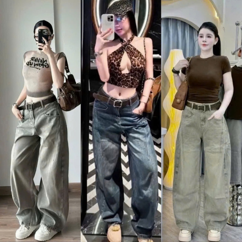Quần bò ống rộng nữ cạp cao quần jeans ống rộng lưng cao, vải bò 2024 | BigBuy360 - bigbuy360.vn