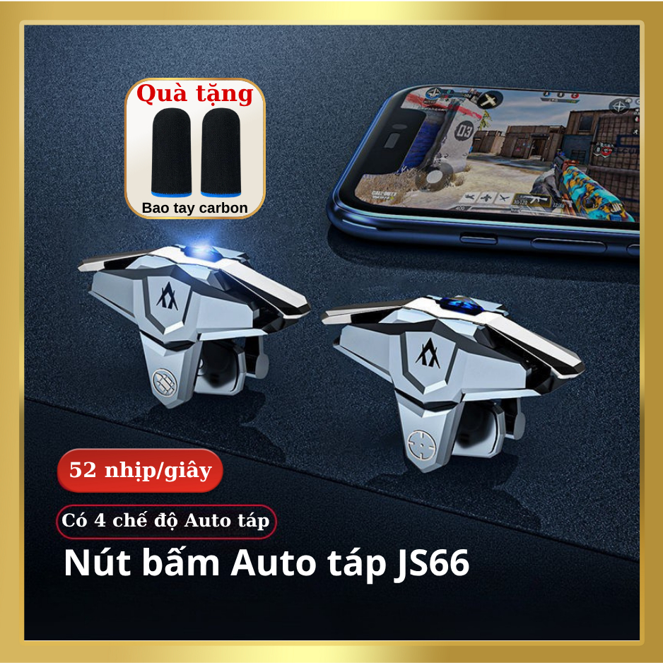 Nút bấm chơi game JS66 auto táp 52 nhịp/s bắn Pubg Mobile Free Fire 4 ngón cực nhạy