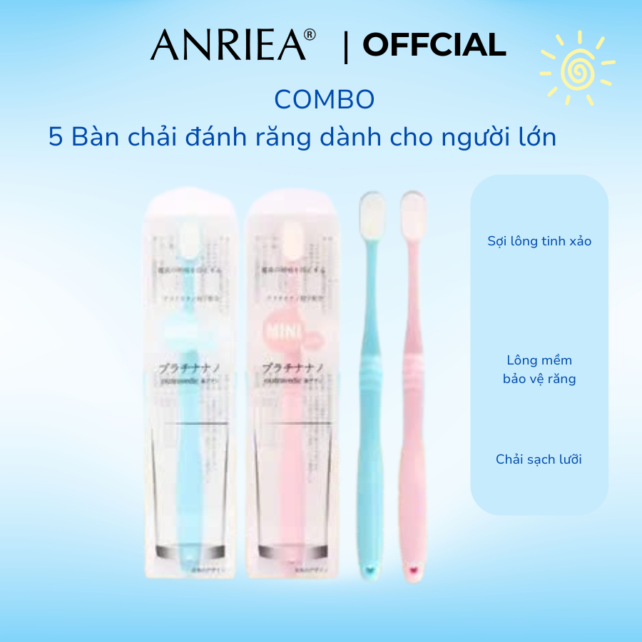Bàn chải đánh răng cao cấp Anriea bảo vệ nướu răng (màu ngẫu nhiên)