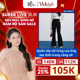   Võ Hà Linh x VM STYLE  Quần tây nữ lưng cao ống loe KHÔNG TÚI VMSTYLE Quần âu ống loe trơn thời trang công sở QTL00021 
