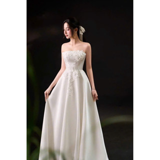  Đầm cưới đính hoa rơi TRIPBLE T DRESS cúp ngực siêu xinh - size S M L - MS41V 