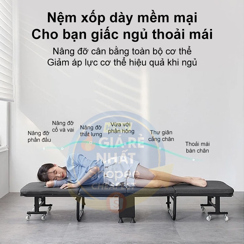 𝑯𝑬𝑰𝑵𝑶 Giường Gấp Văn Phòng 4 Khúc Cao Cấp Hợp Kim Gấp Gọn Siêu Tiện Chịu Tải 300kg Bảo Hành 24Tháng | BigBuy360 - bigbuy360.vn