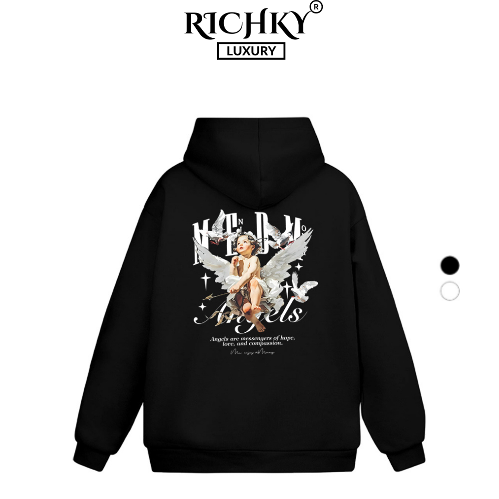 Áo Hoodie Richky Luxury Premium Nỉ Bé Thiên Thần Medm Baby Angel Cupid