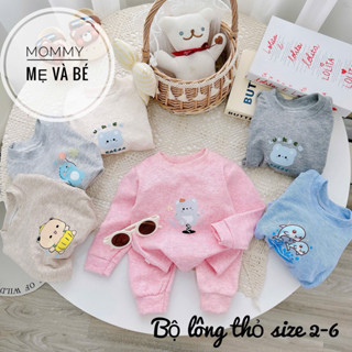  Bộ Quần Áo Dài Tay Chất Liệu Len Nhung Lông Thỏ Mềm Mại Ấm Áp Cho Bé Trai Bé Gái Size từ 4-15kg  Dưới 3 tuổi   