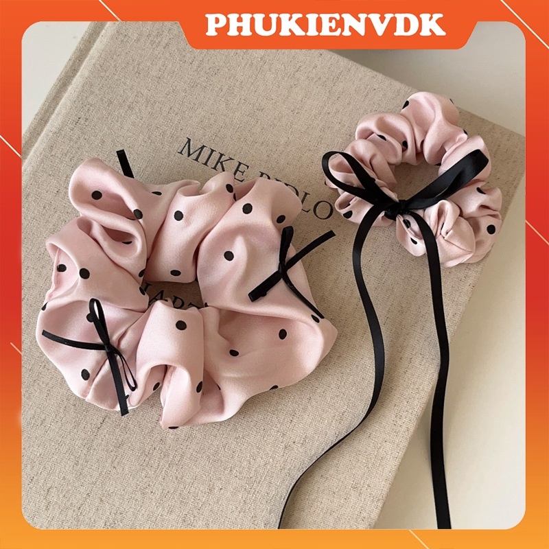 Dây Buộc Tóc Chấm Bi Hồng Phong Cách Múa Ba Lê Dễ Thương KT33