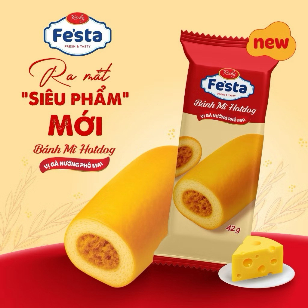 Bịch 10 Chiếc Bánh Mì Hotdog Festa Richy 42g