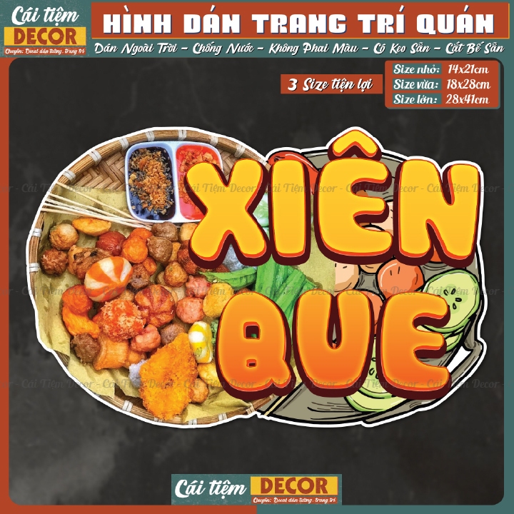 Decal XIÊN QUE - Hình dán chống nước trang trí quán cà phê, trà sữa, decor quán, dán tường, tủ, kệ. 
