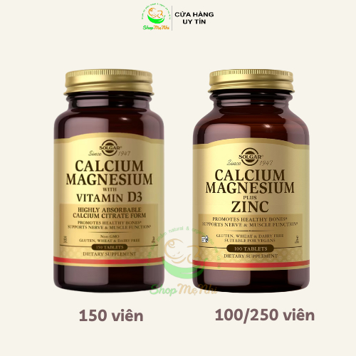 Viên Calcium & Magnesium from Solgar plus Zinc or Plus D3 hàng Mỹ.
