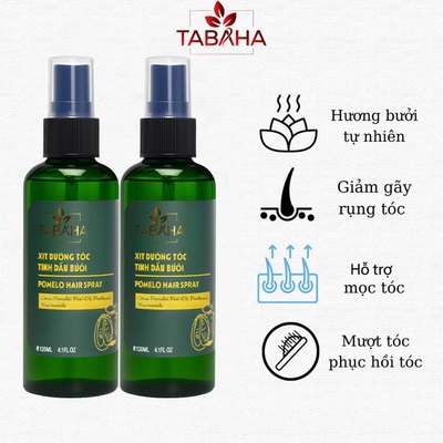 Bộ 2 Chai Xịt Tinh Dầu Bưởi Pomelo Tabaha Ngăn rụng tóc giúp tóc dài và dày hơn (120ml x2)