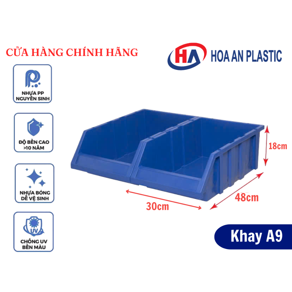 Hoa An Plastic Nhựa Hòa An HA, Khay nhựa A9 kích thước 482 x 308 x 178 cm