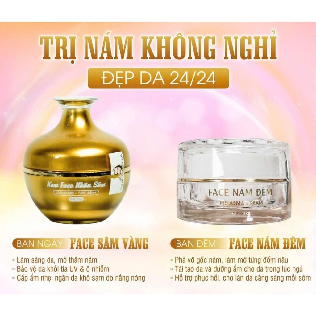 Combo Ngày & Đêm Kem Nhân Sâm - Kem  Nám Đêm  Ncollagen